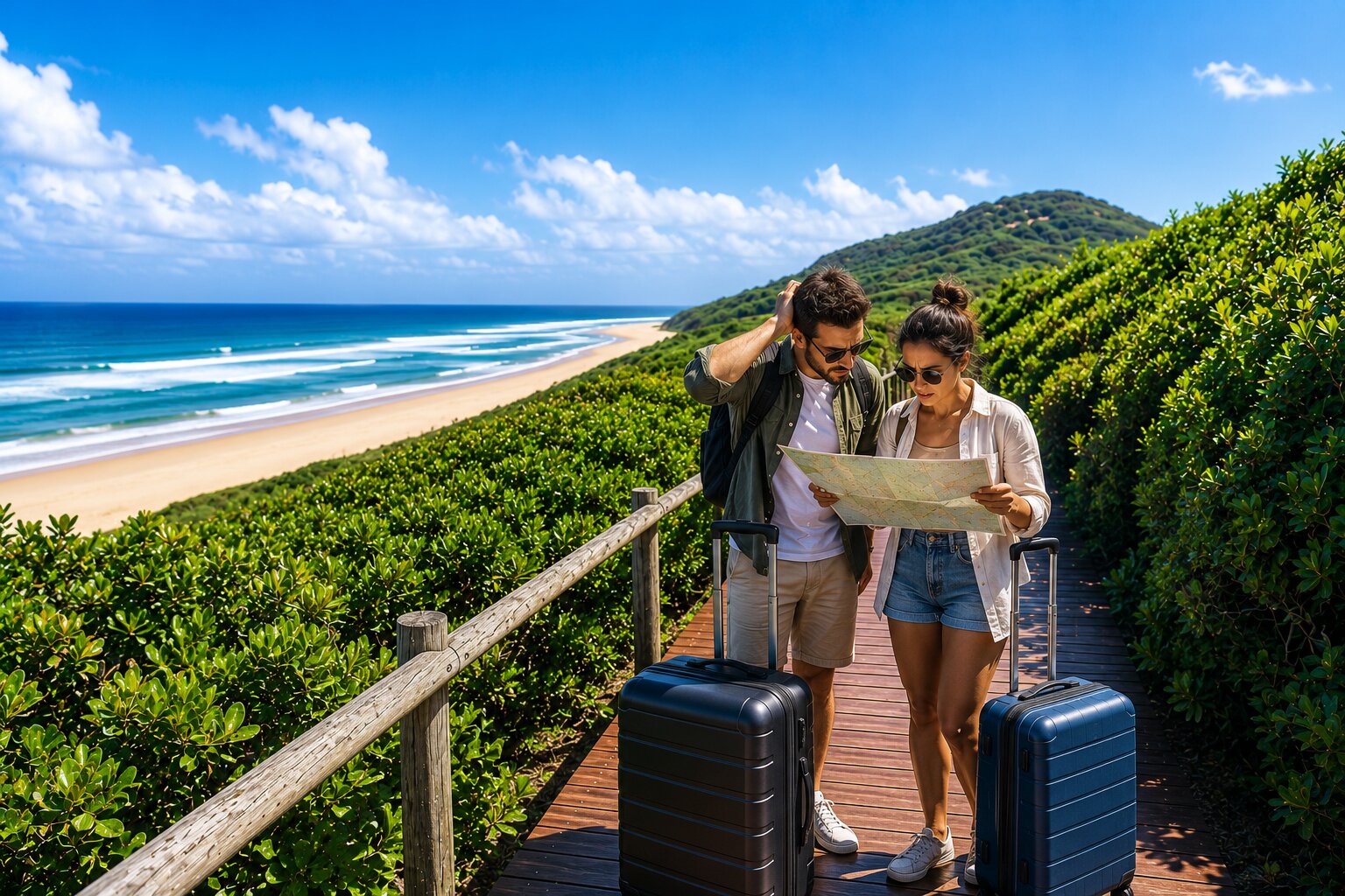 2 Tourists Checking The Map