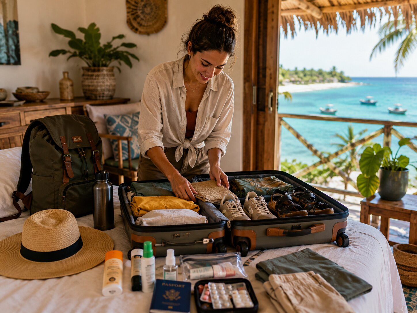 A Girl Packing For The Trip