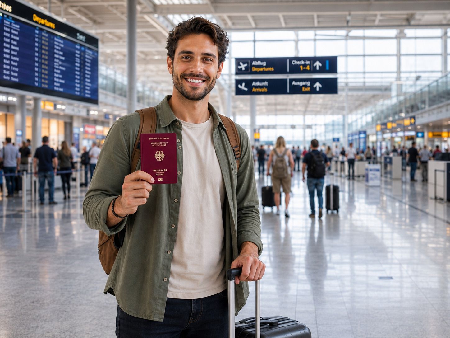 A Traveller Holding A German Passport