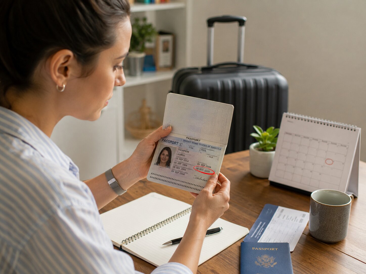 A Woman Checking Her Passport Validity
