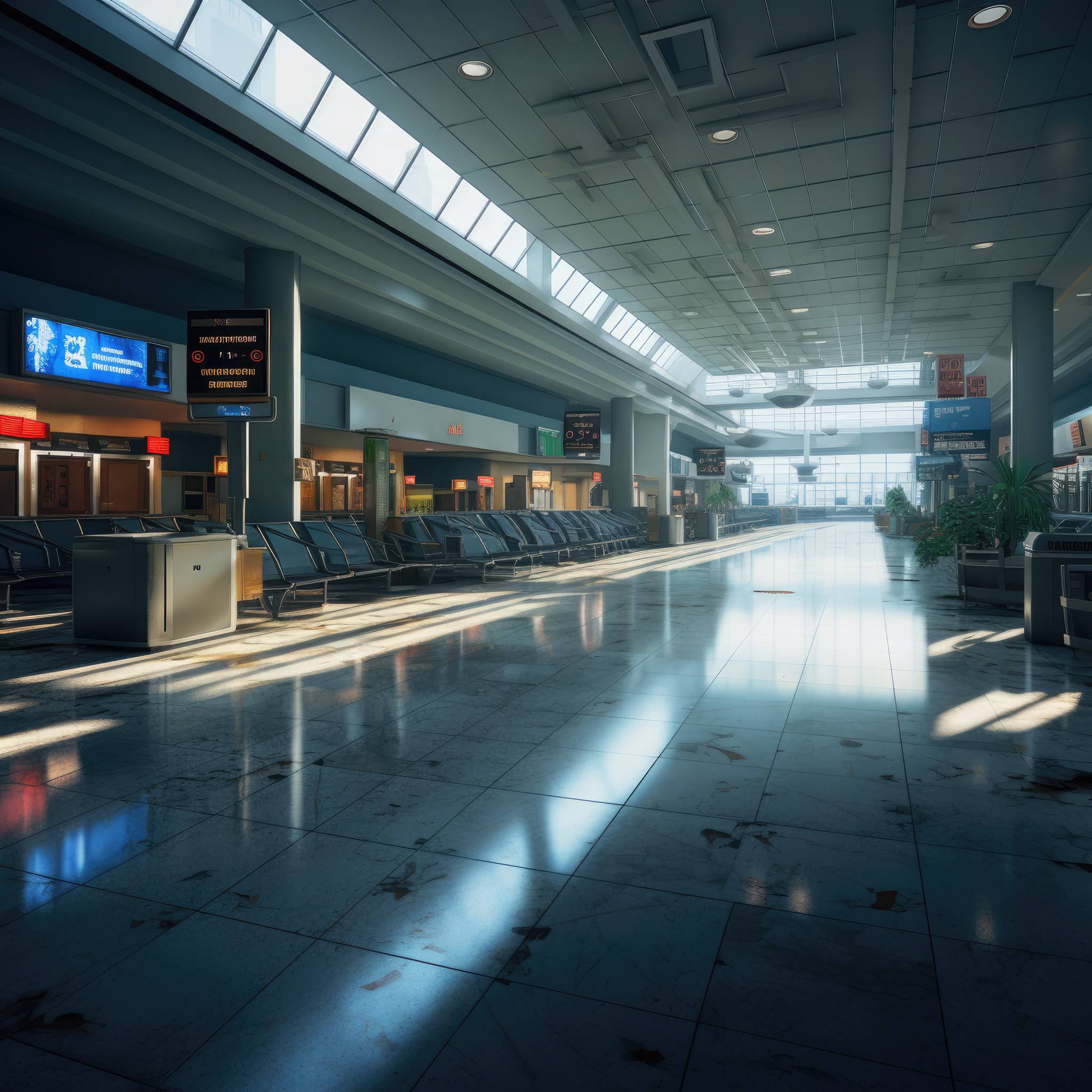 Airport interior with seating