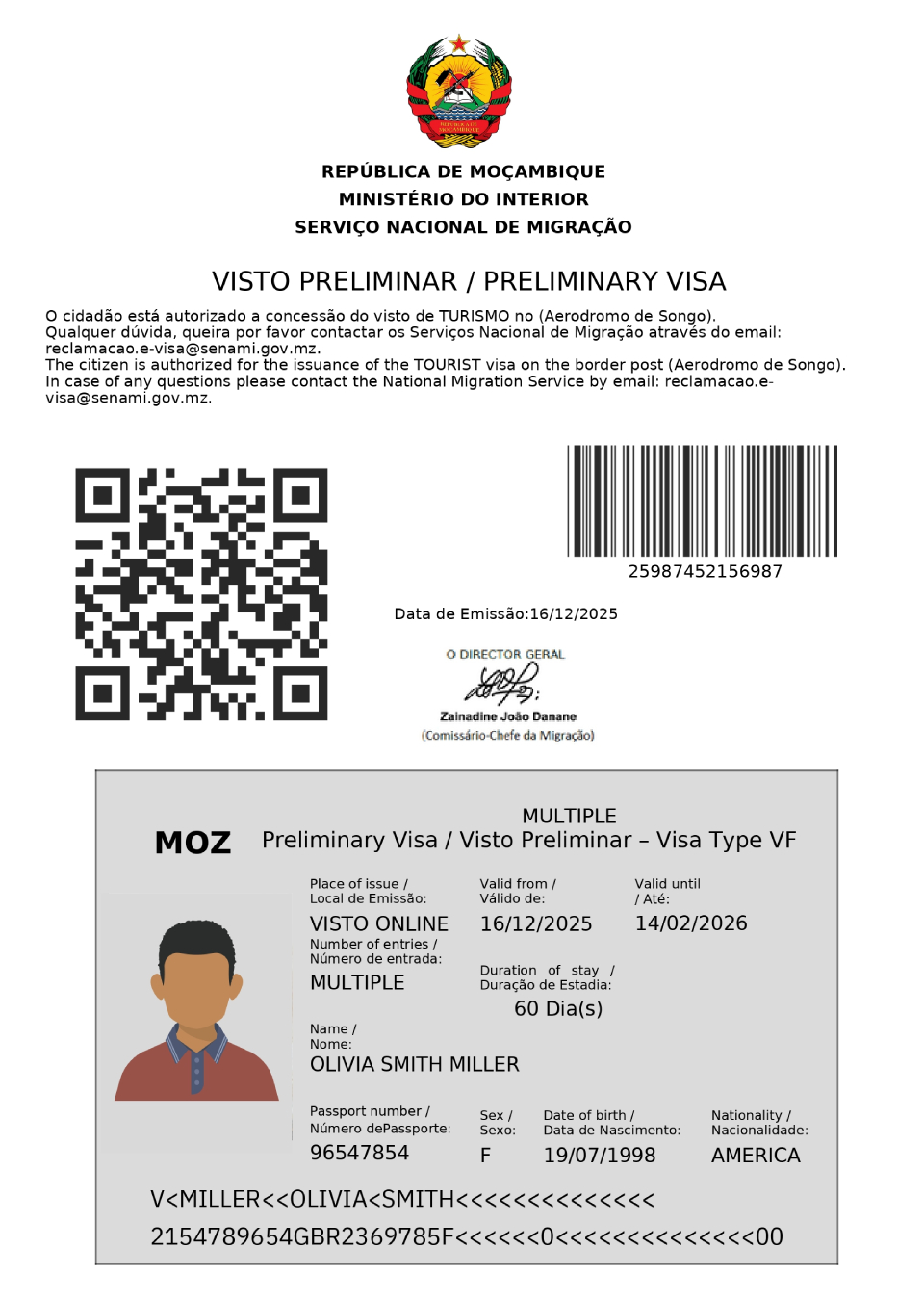Approved Electronic visa Mozambique