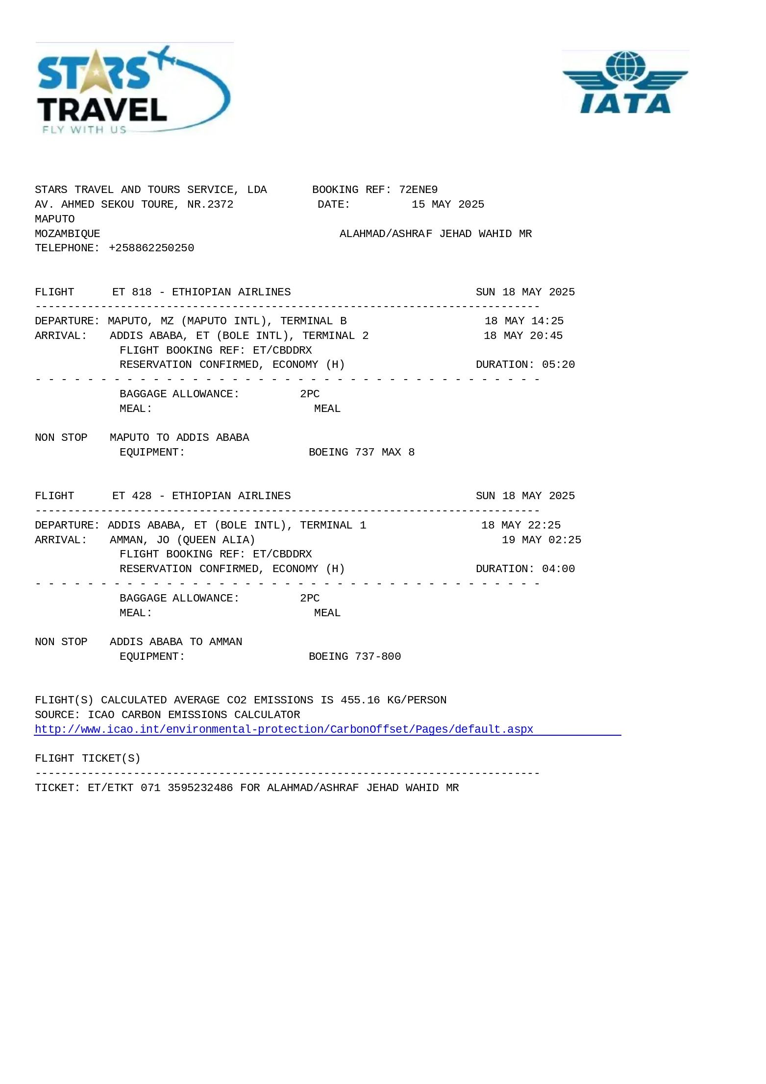 Confirmed Return Or Onwards Travel Ticket