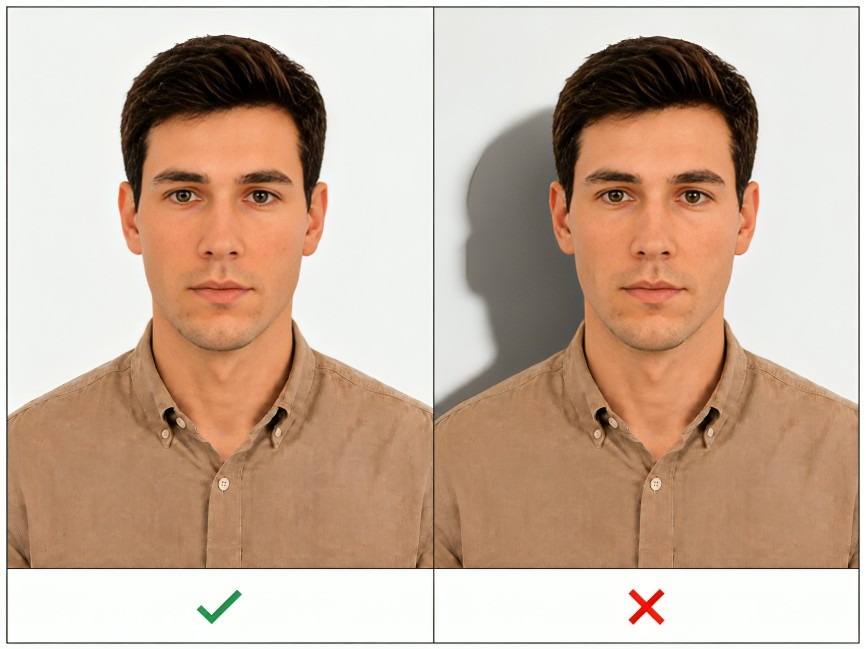 Correct And Incorrect Applicant Photo Lighting
