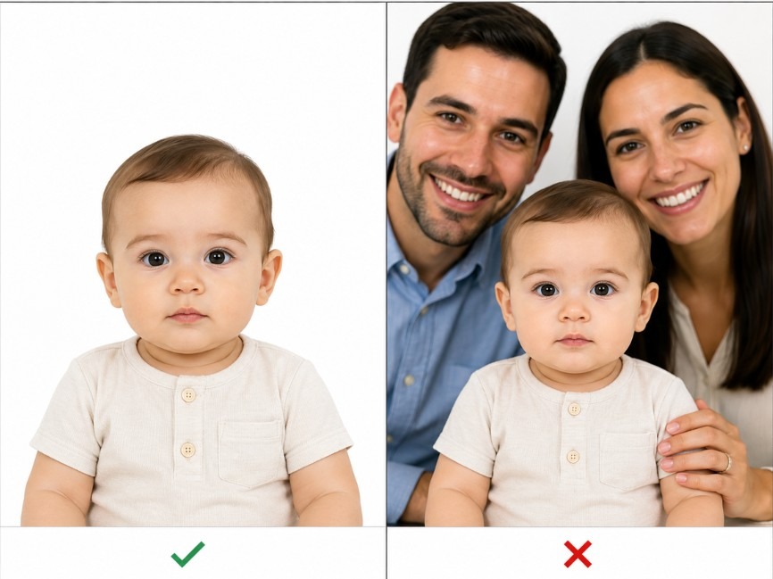 Correct And Incorrect Infant Photo