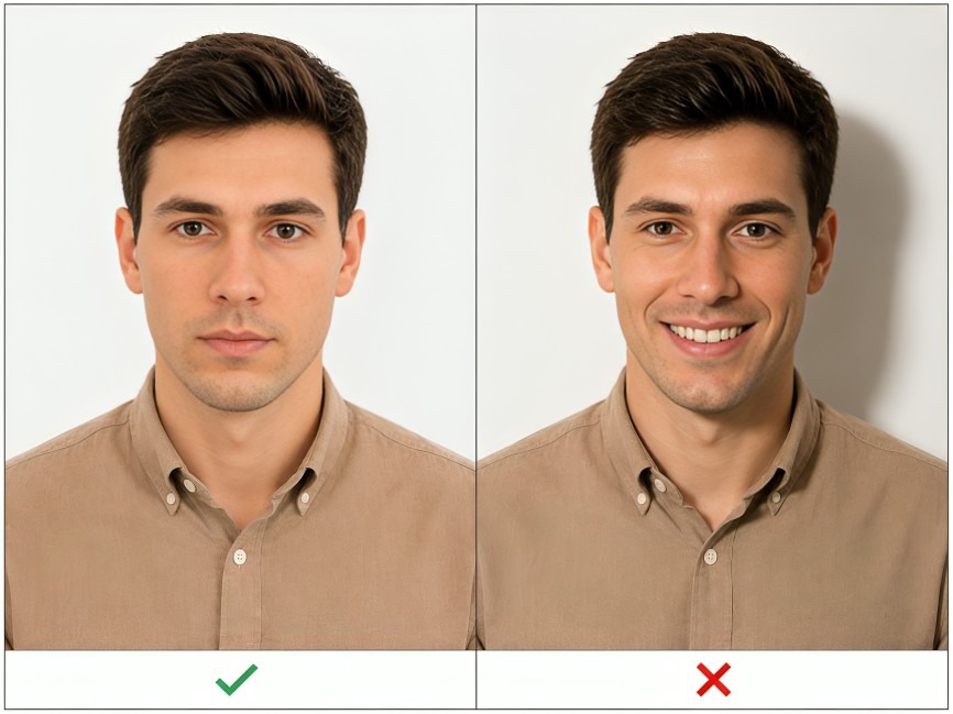 Correct And Incorrect Passport Photo Expressions