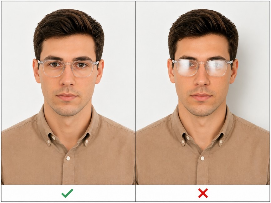 Correct And Incorrect Photo With Glasses