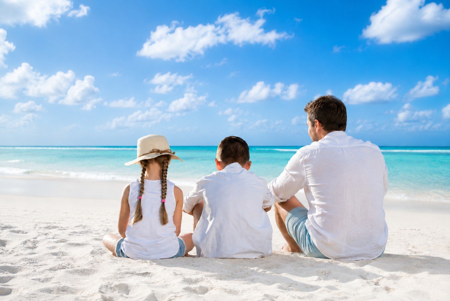 Family Relaxing On Bangu Island Beach
