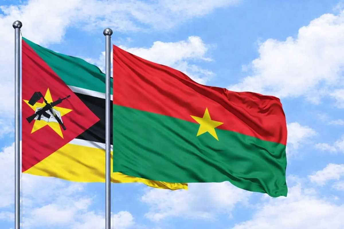 Flags Of Mozambique And Burkina Faso Flying
