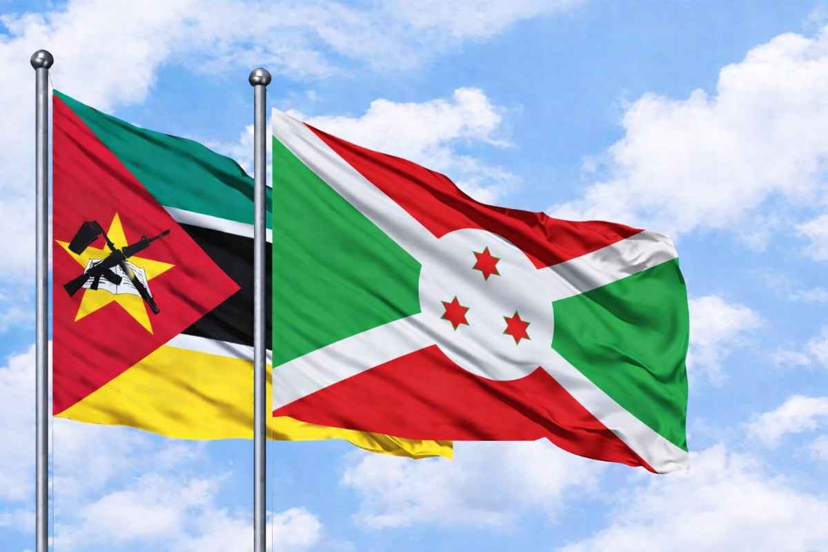 Flags Of Mozambique And Burundi Flying High