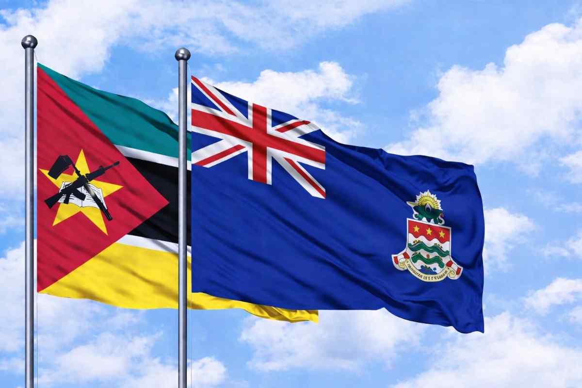 Flags Of Mozambique And Cayman Islands