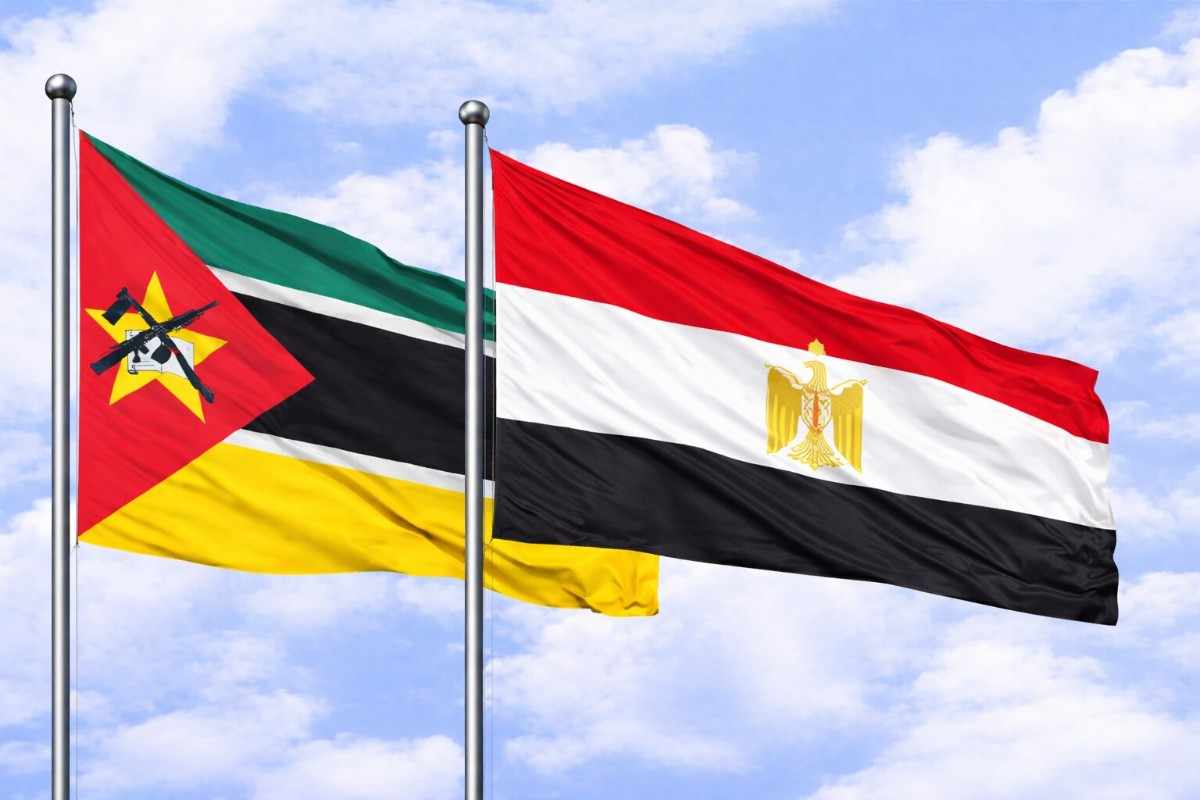 Flags Of Mozambique And Egypt Flying High