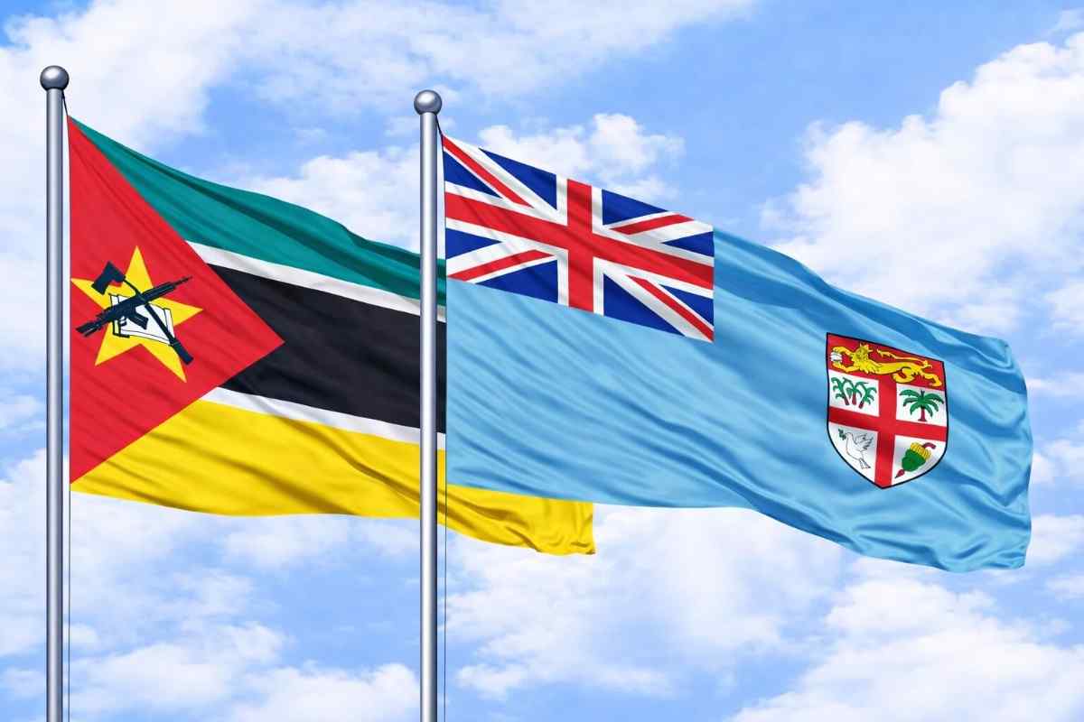Flags Of Mozambique And Fiji