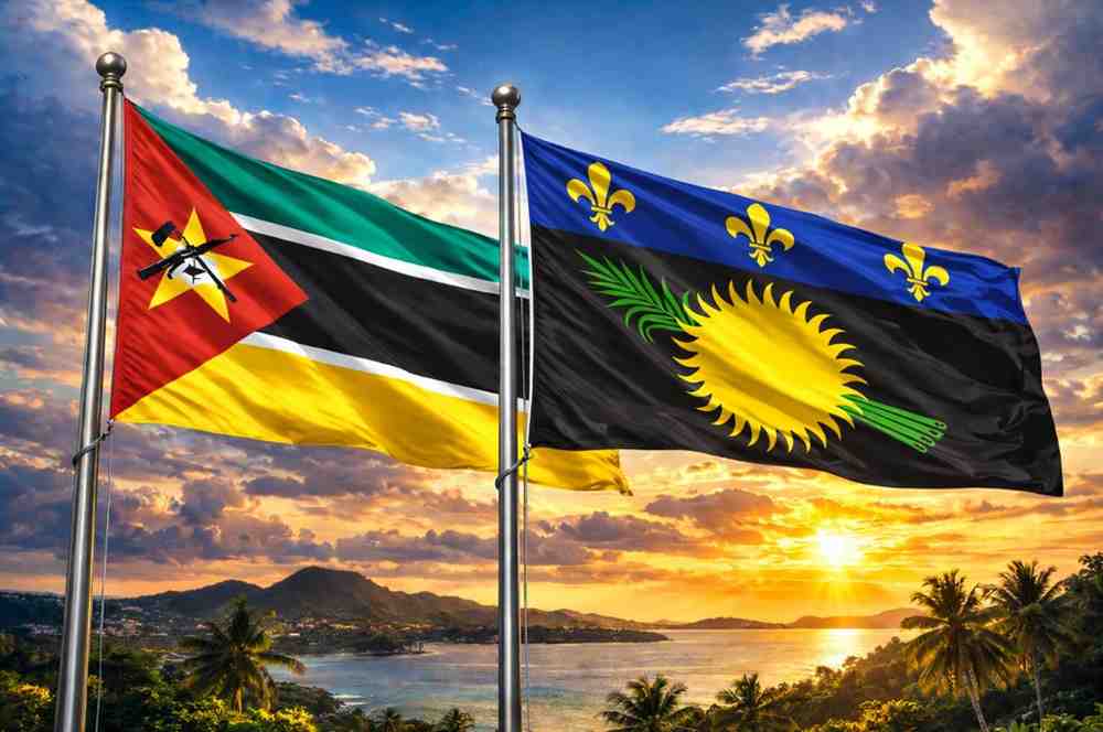 Flags Of Mozambique And Guadeloupe