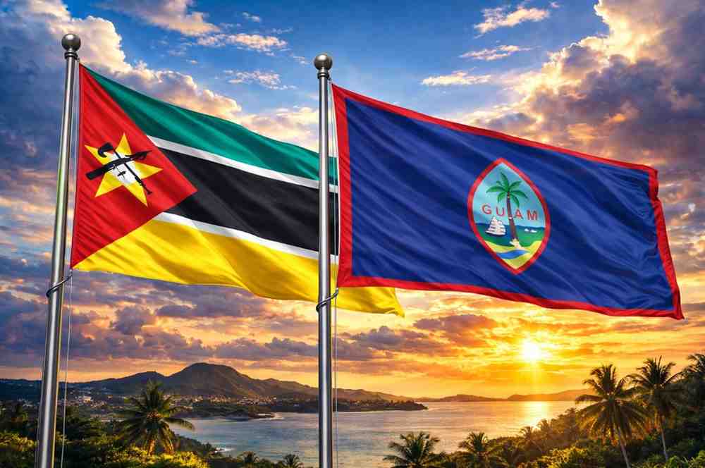 Flags Of Mozambique And Guam