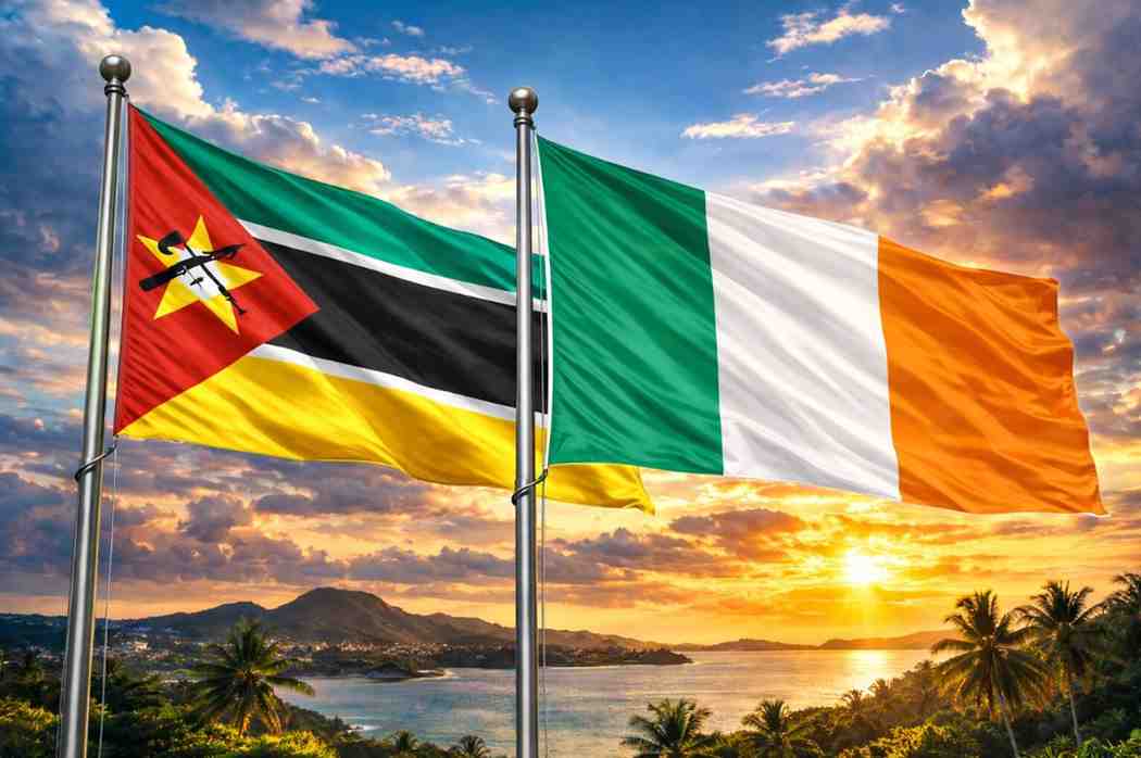 Flags Of Mozambique And Ireland