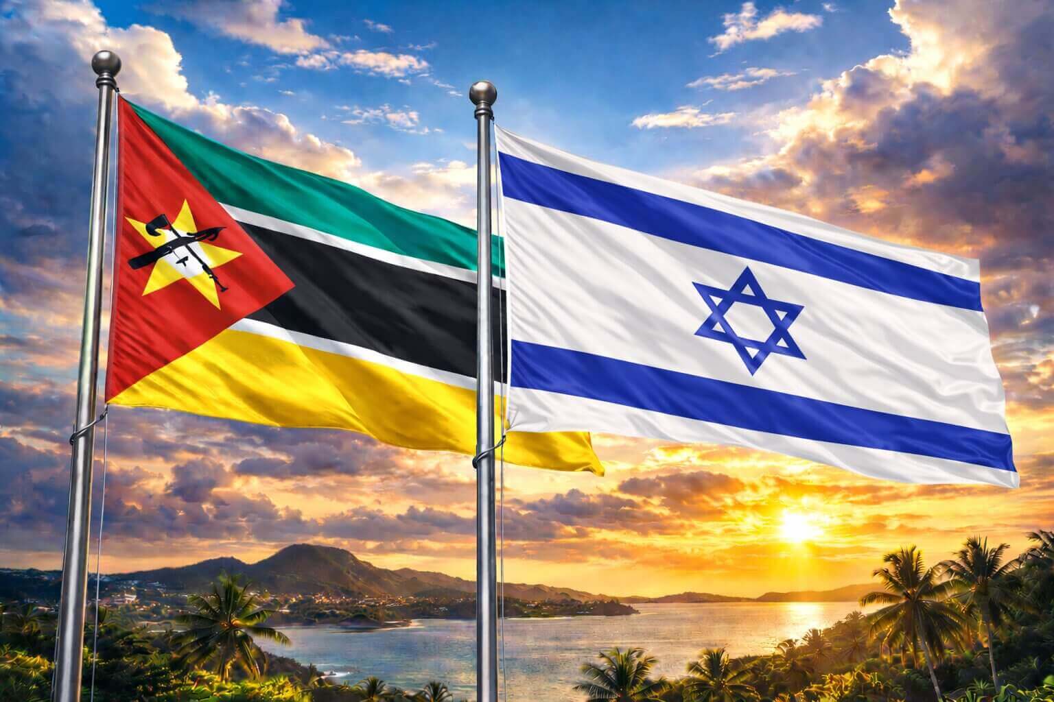 Flags Of Mozambique And Israel