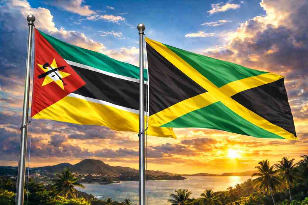Flags Of Mozambique And Jamaica