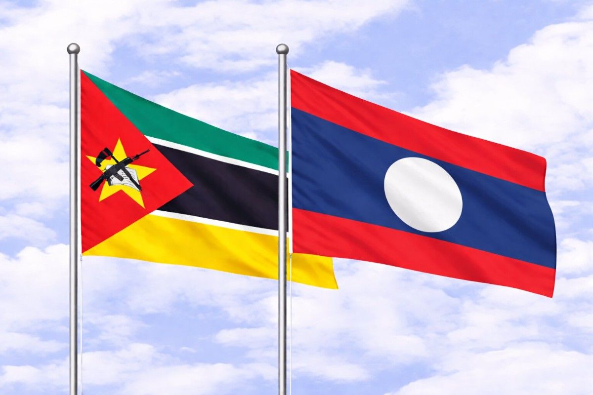 Flags Of Mozambique And Laos
