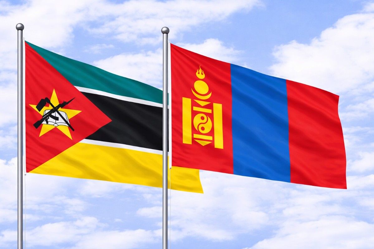 Flags Of Mozambique And Mongolia