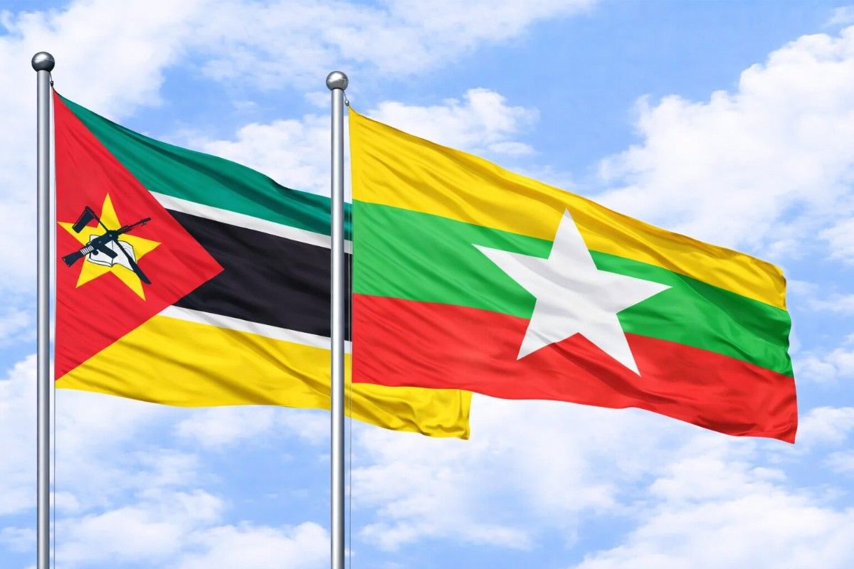 Flags Of Mozambique And Myanmar
