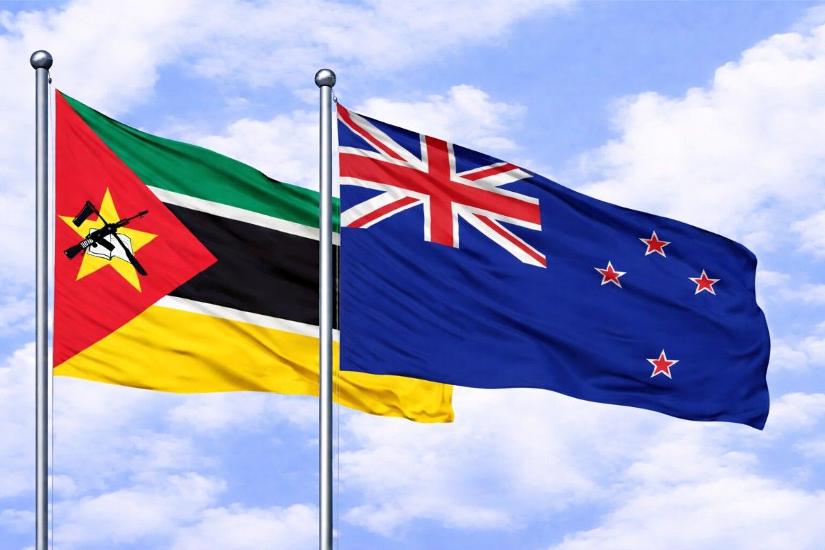 Flags Of Mozambique And New Zealand