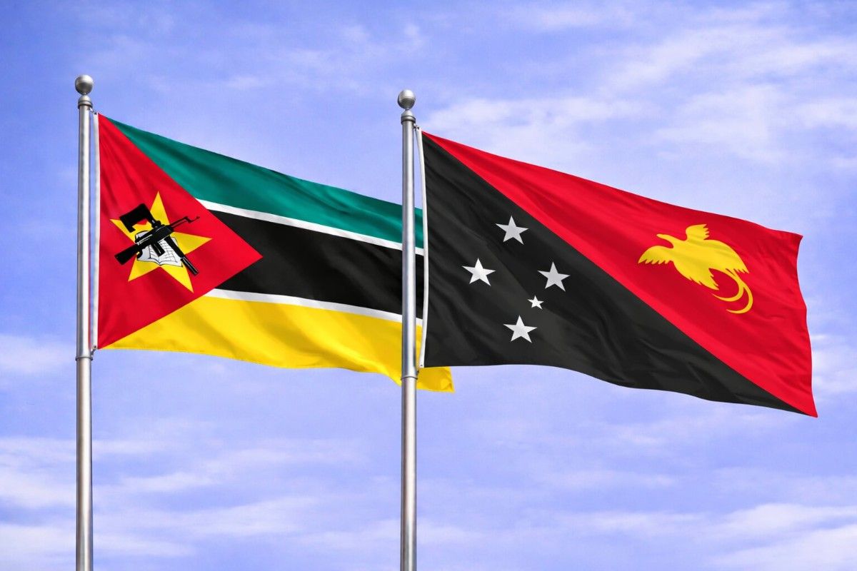 Flags Of Mozambique And Papua New Guinea