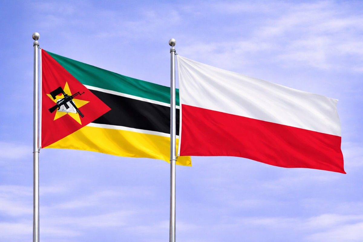 Flags Of Mozambique And Poland