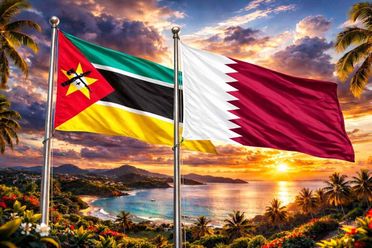 Flags Of Mozambique And Qatar