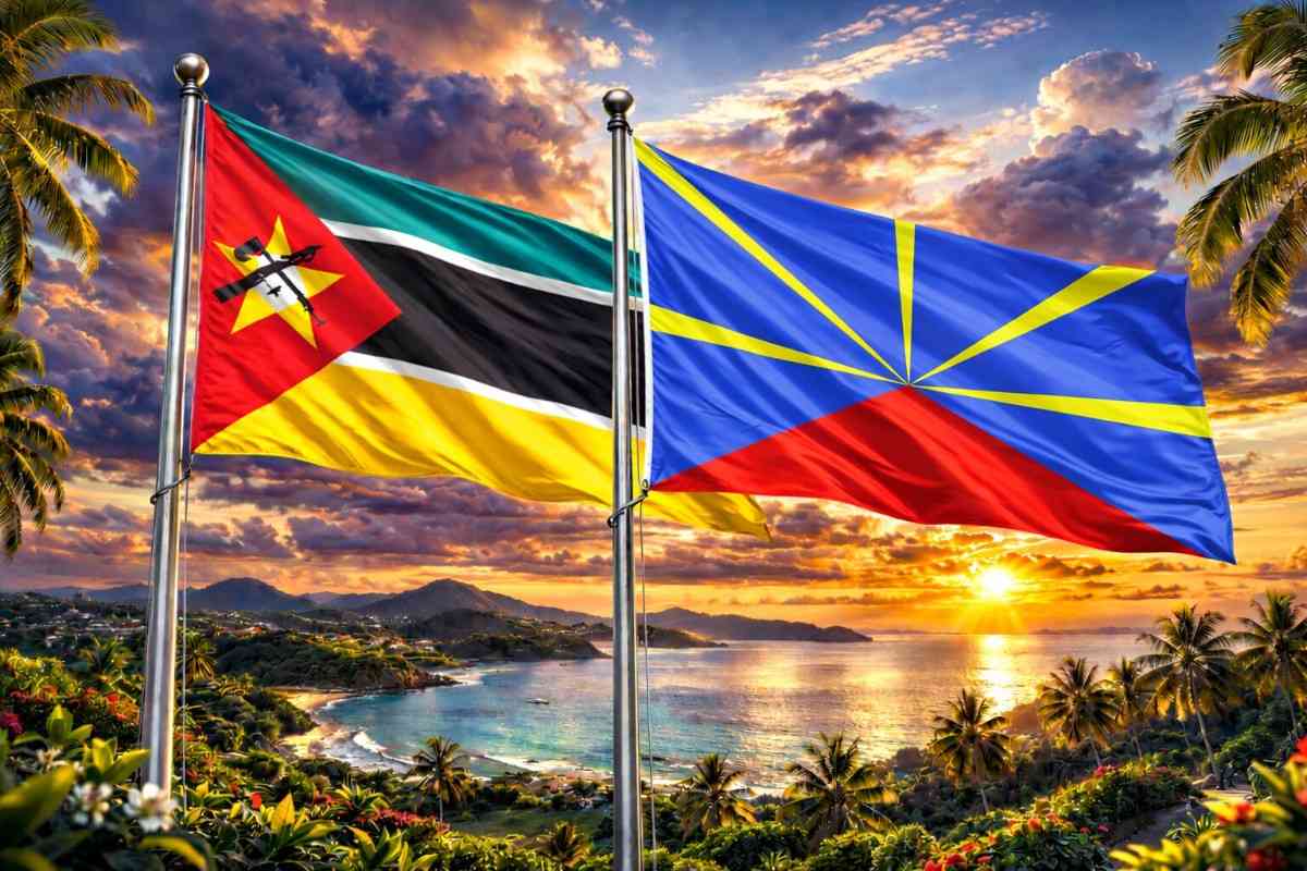 Flags Of Mozambique And Reunion