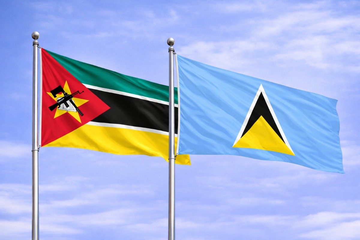 Flags Of Mozambique And Saint Lucia