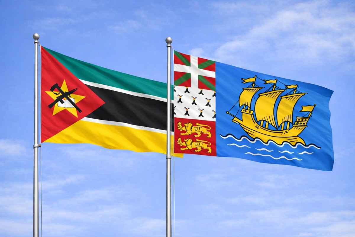 Flags Of Mozambique And Saint Pierre