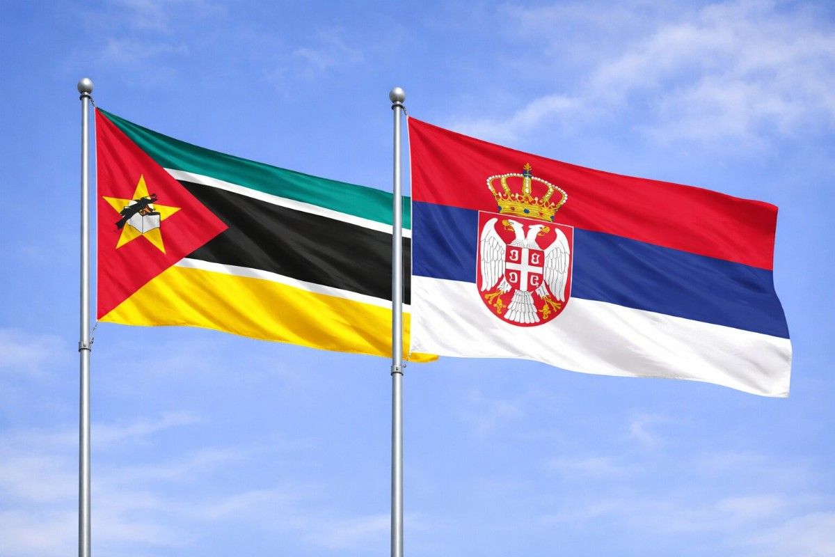Flags Of Mozambique And Serbia