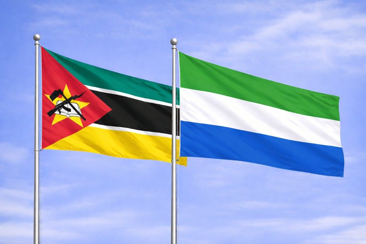Flags Of Mozambique And Sierra Leone