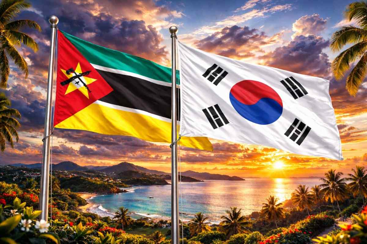 Flags Of Mozambique And South Korea