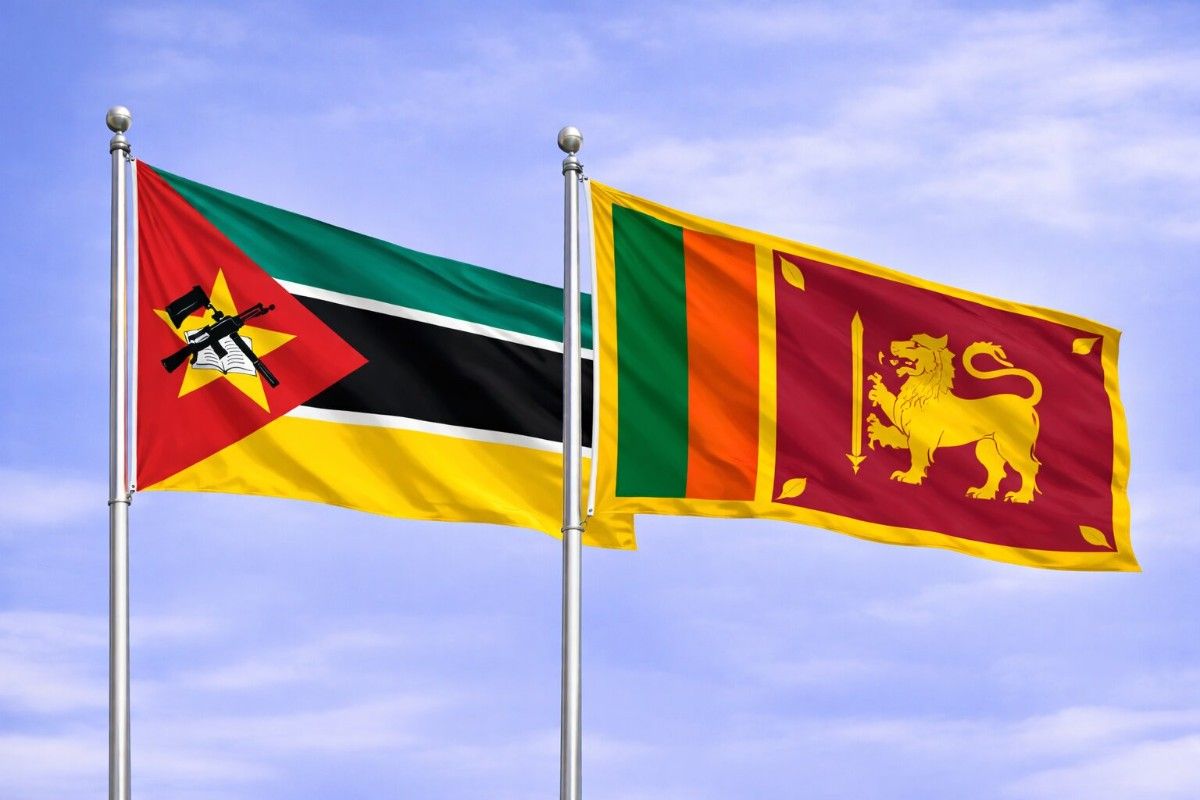 Flags Of Mozambique And Sri Lanka