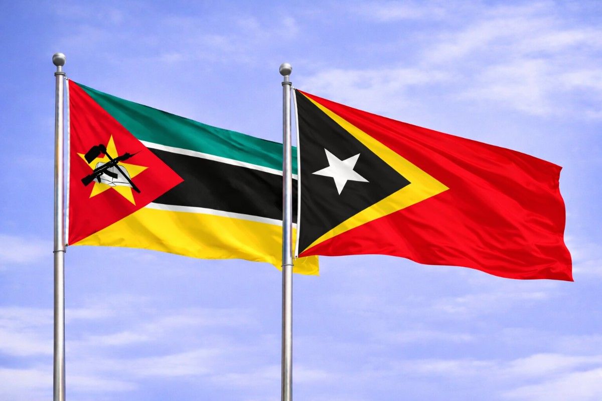Flags Of Mozambique And Timor Leste