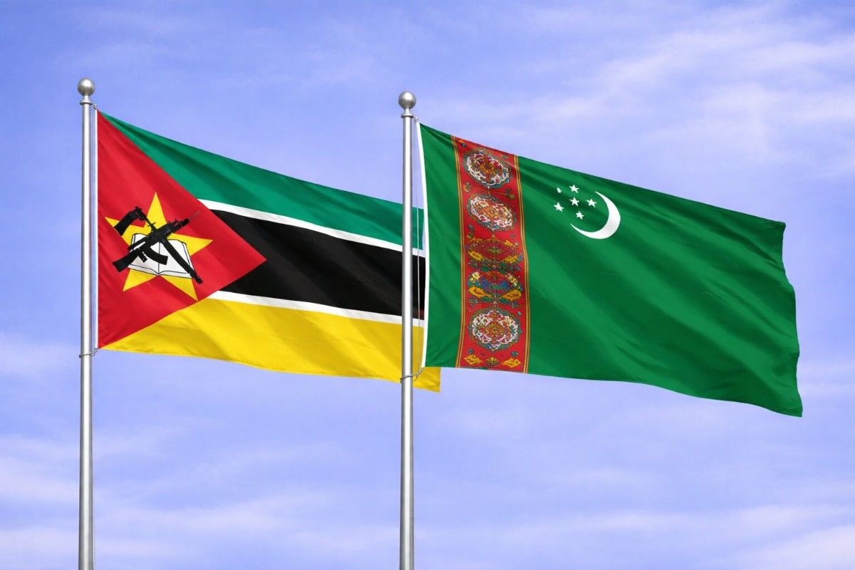 Flags Of Mozambique And Turkmenistan