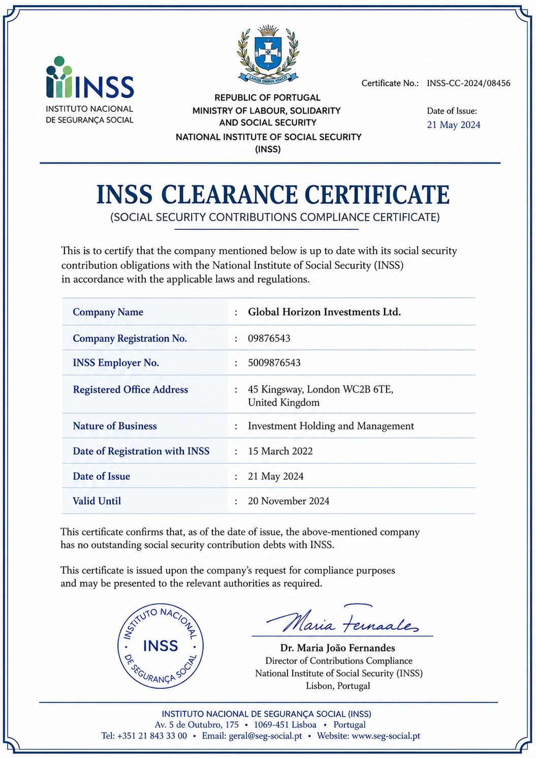 Inss Clearance Certificate