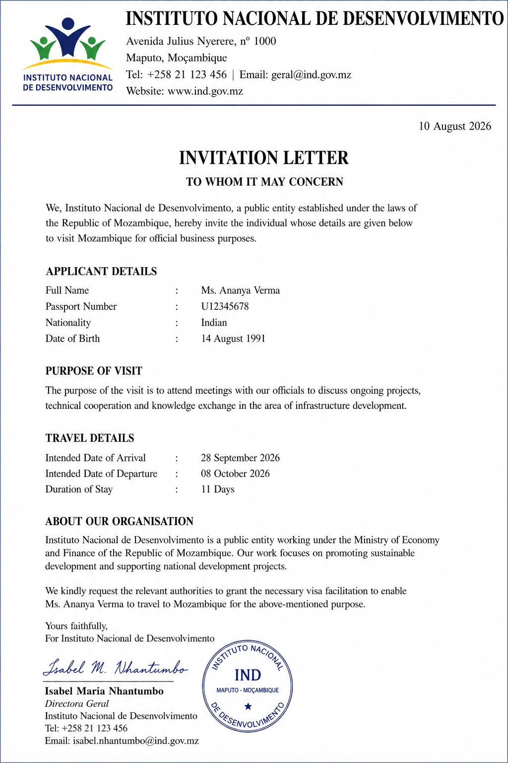 Invitation Letter Instituto