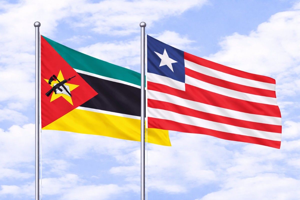 Mozambican And Liberian Flags