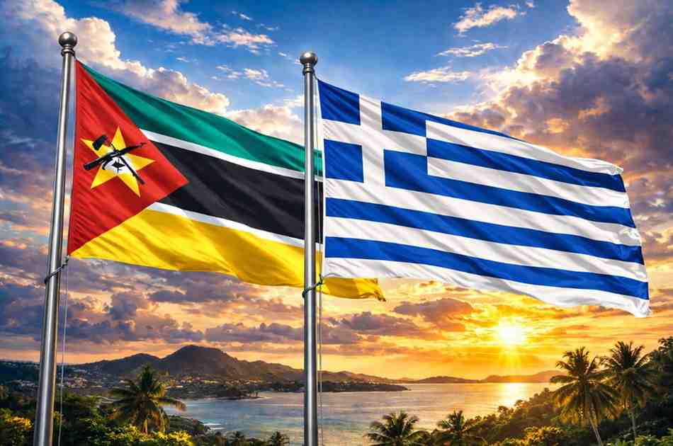 Mozambique And Greece Flags