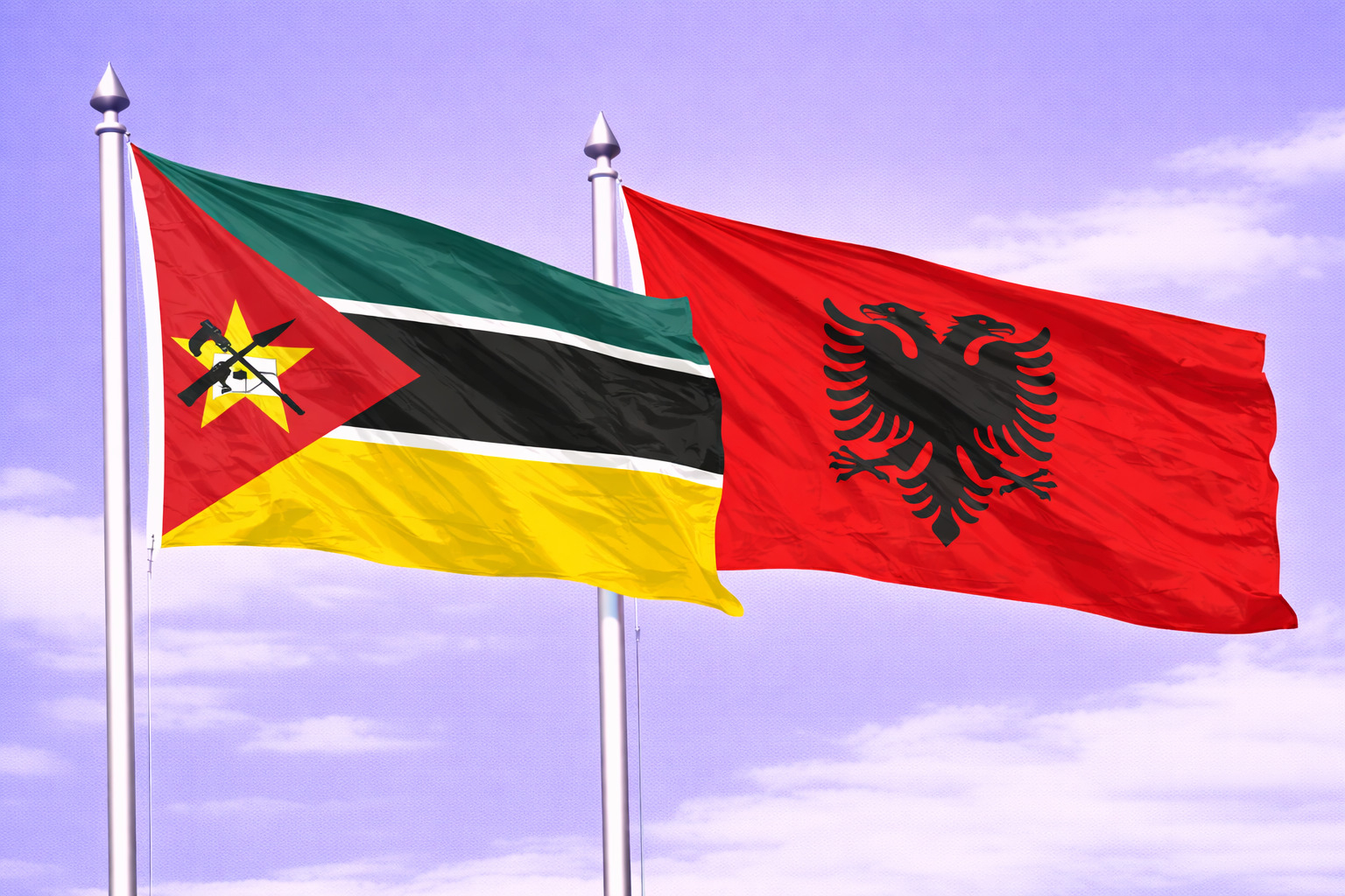 Mozambique Flag With Albania Flag