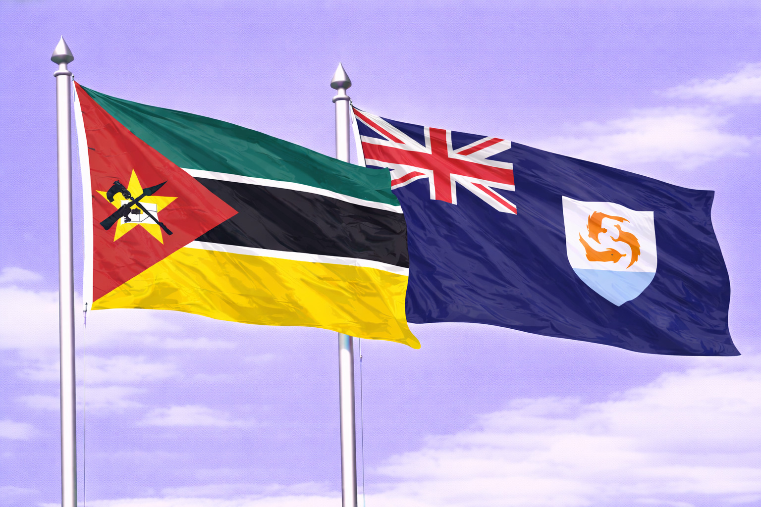 Mozambique Flag With Anguilla Flag