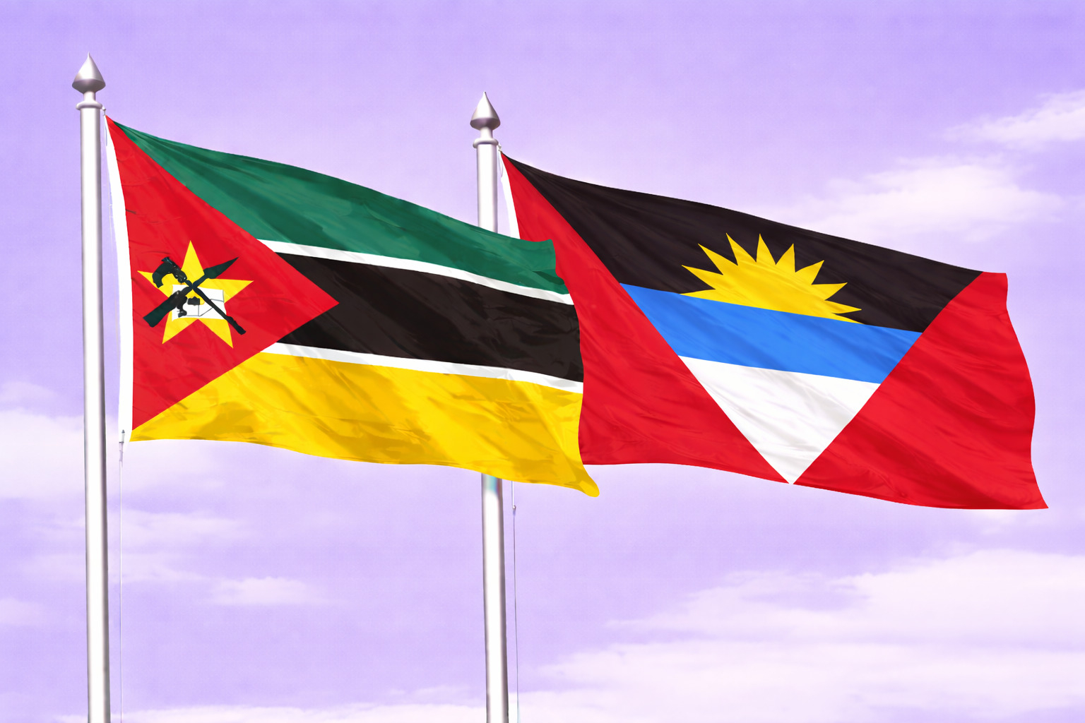 Mozambique Flag With Antigua And Barbuda Flag