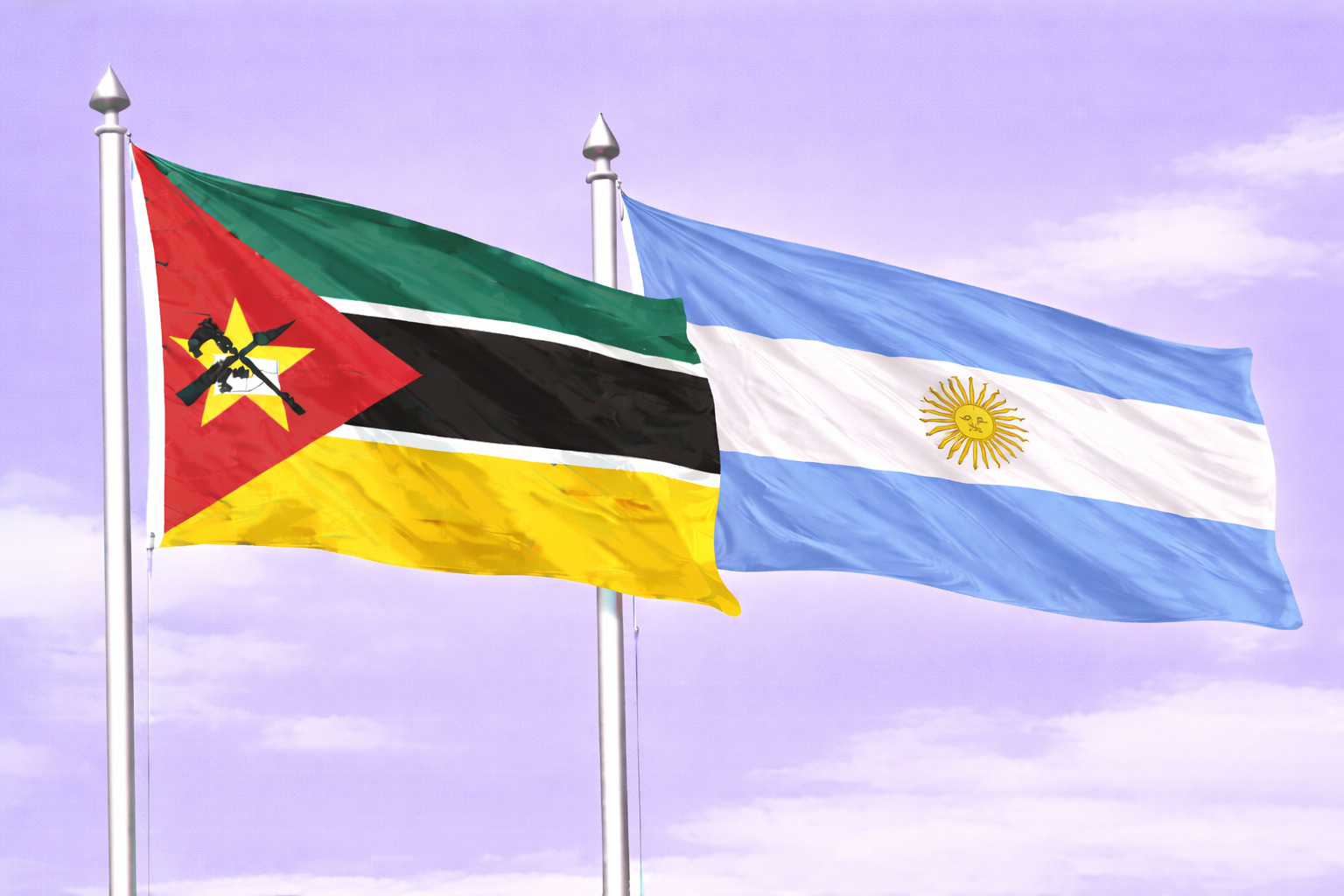 Mozambique Flag With Argentina Flag