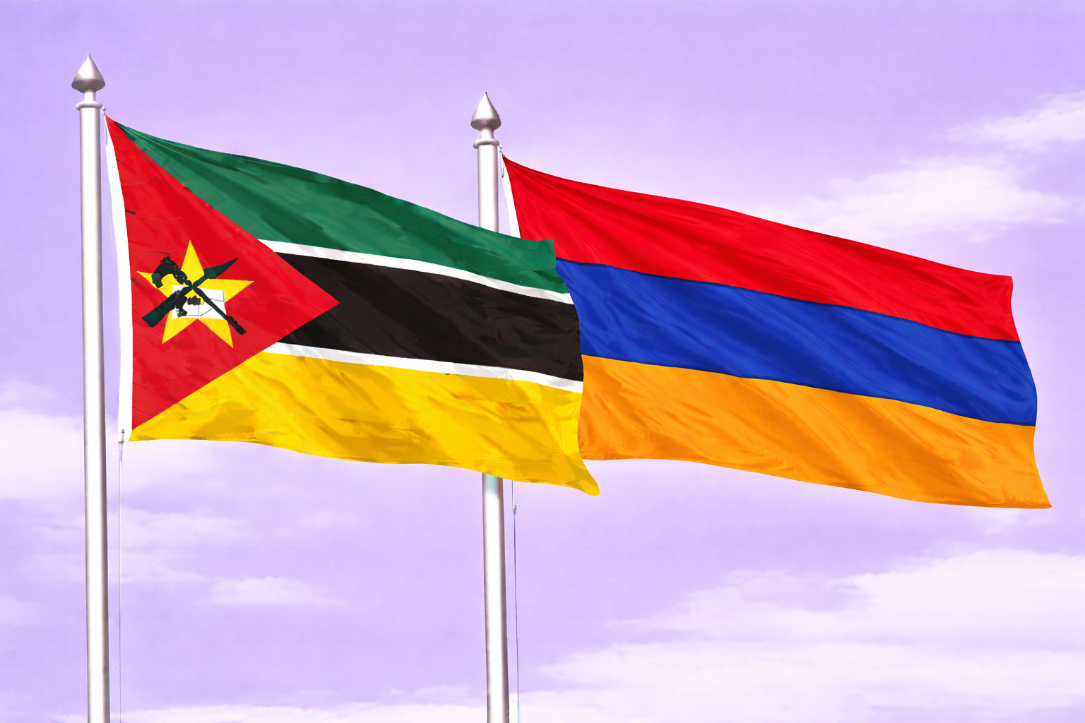 Mozambique Flag With Armenia Flag