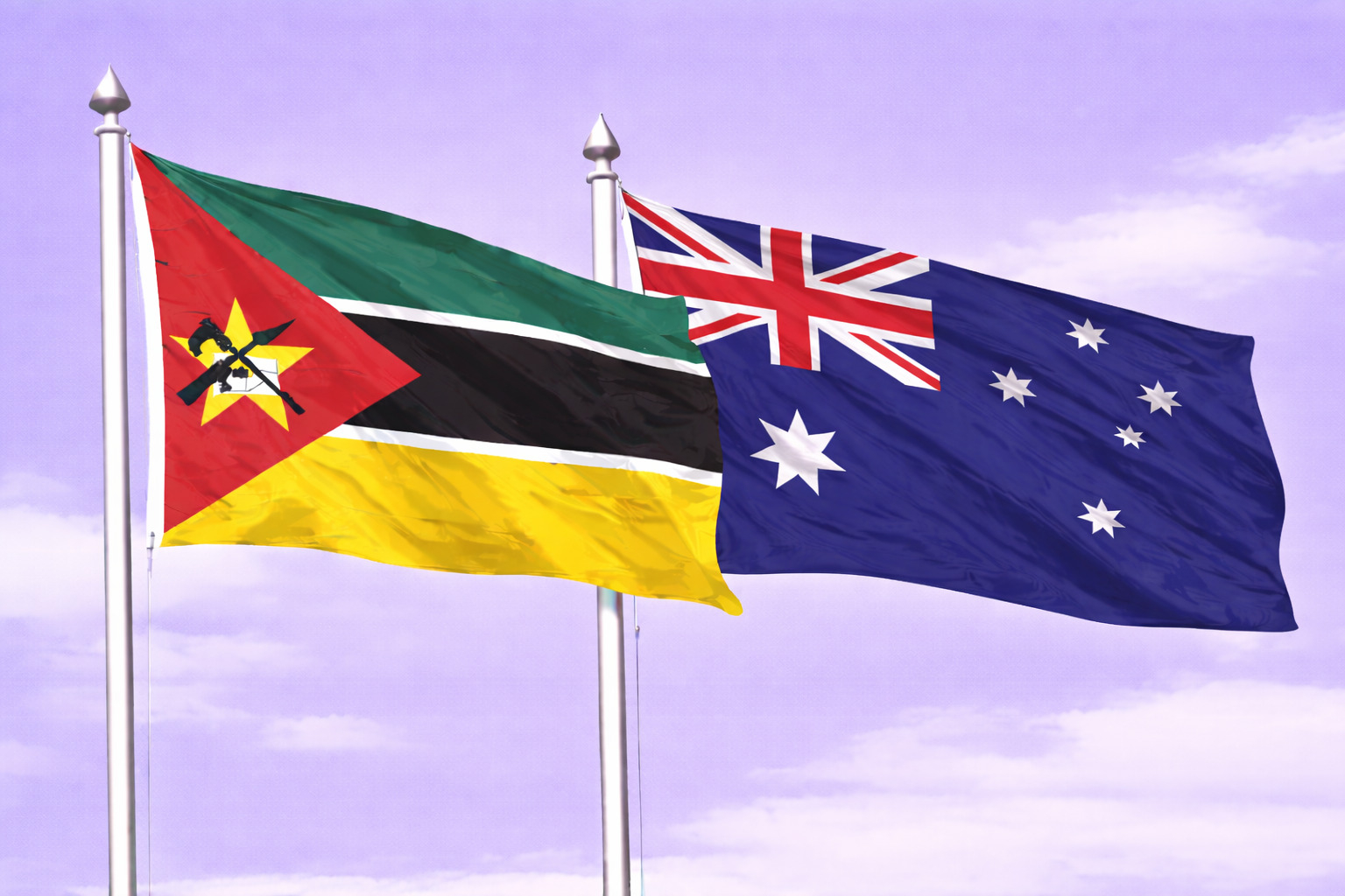 Mozambique Flag With Australia Flag
