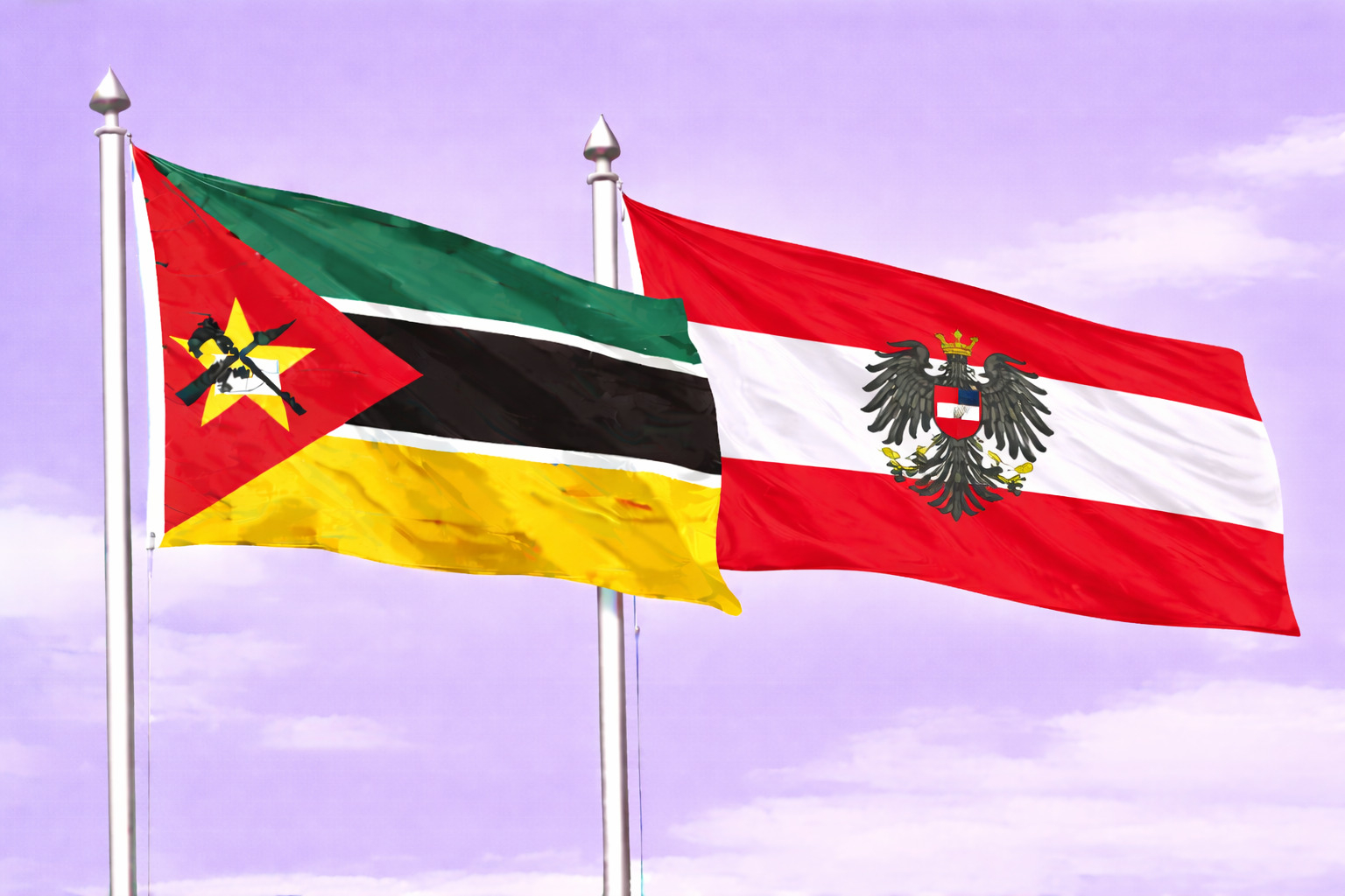 Mozambique Flag With Austria Flag