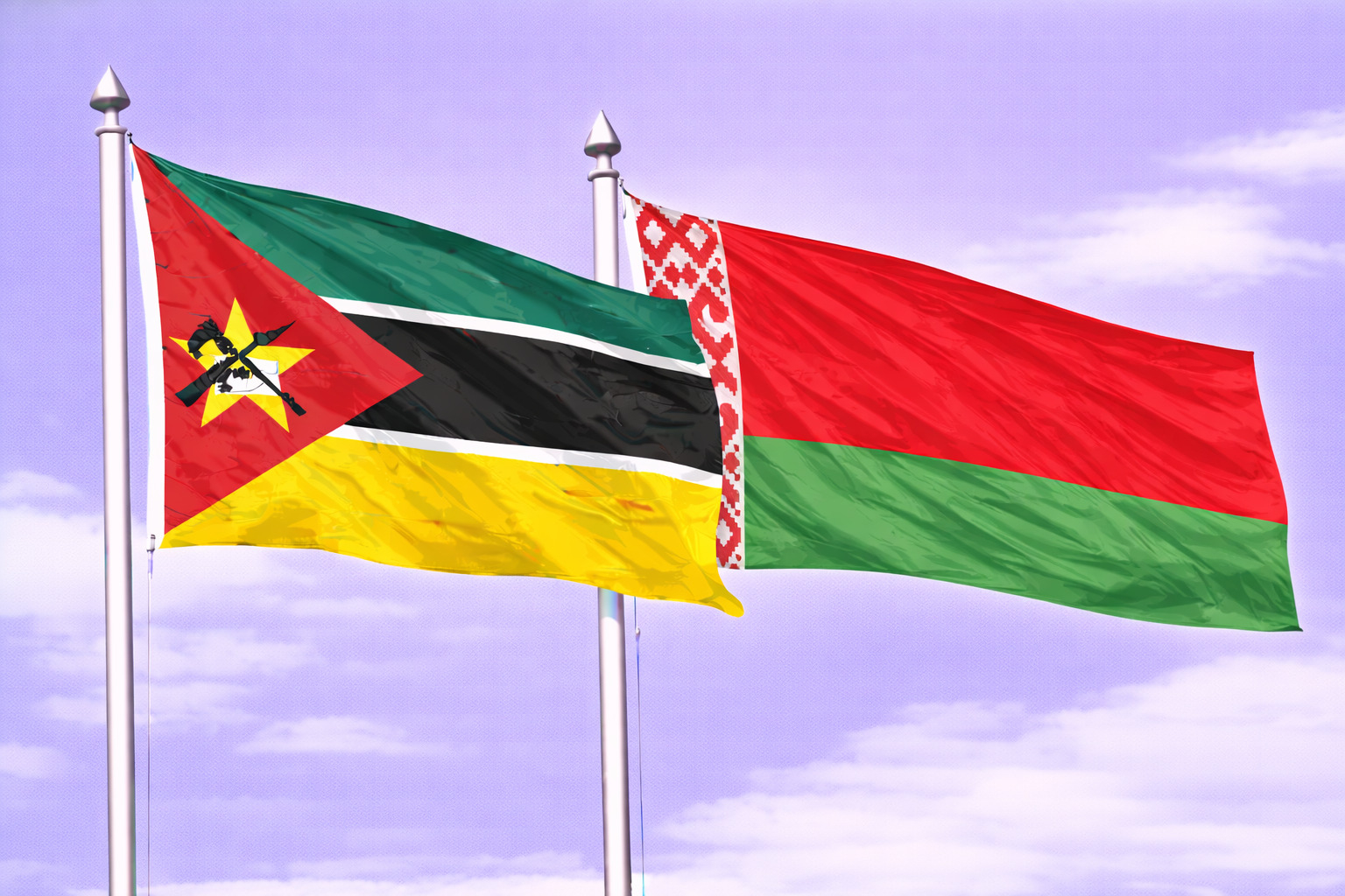 Mozambique Flag With Belarus Flag